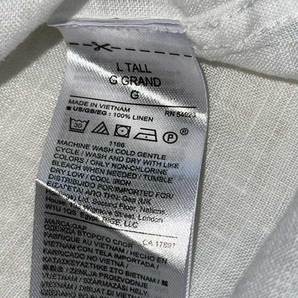 GAP optic white linen Oversized Boyfriend shirt size Large Tall - Picture 13 of 14
